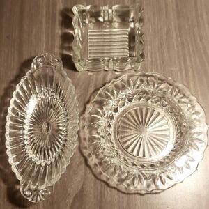 3 glass candy dishes